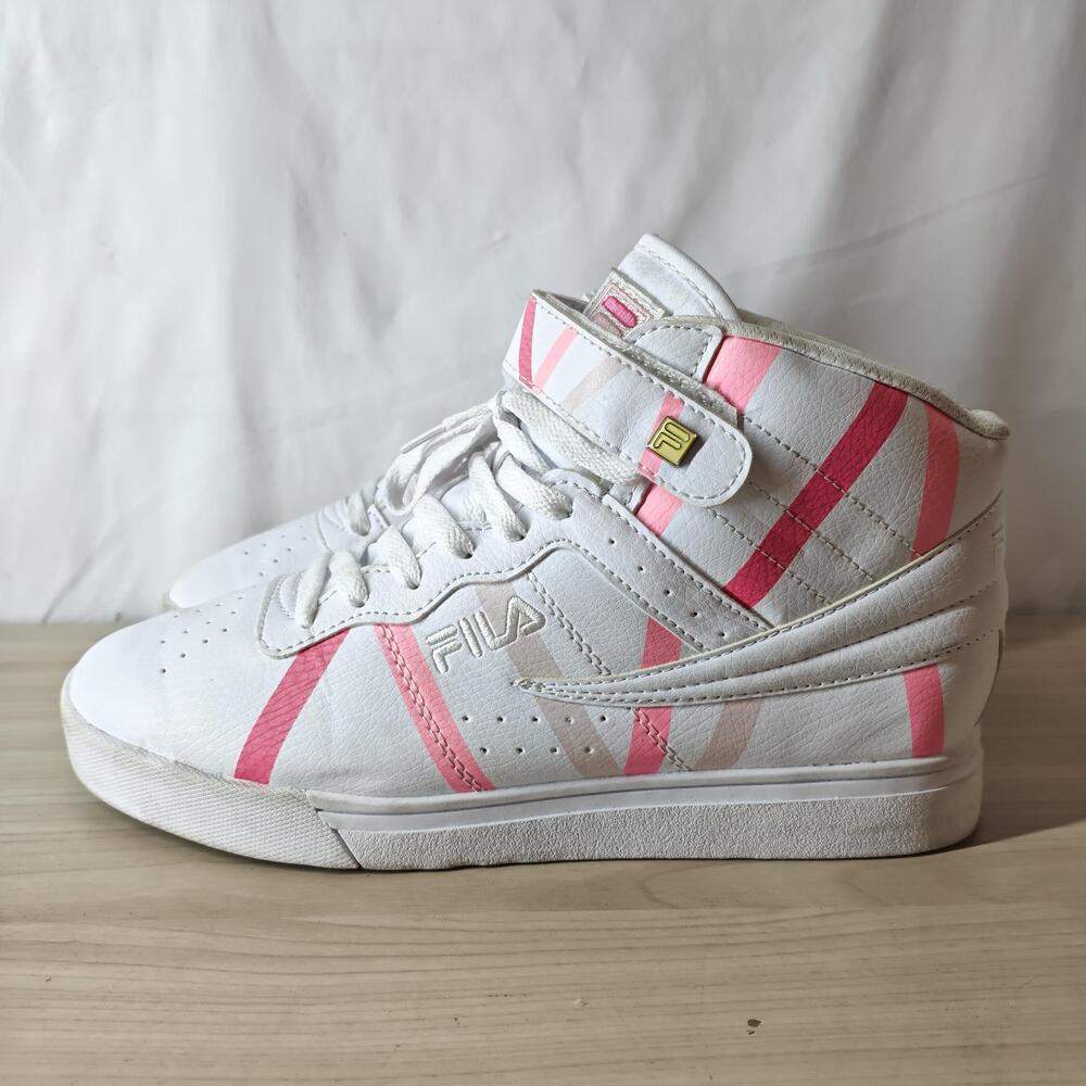 Fila High Top Shoes Womens Size 10 White Pink Strap Basketball 5FM01744-154
